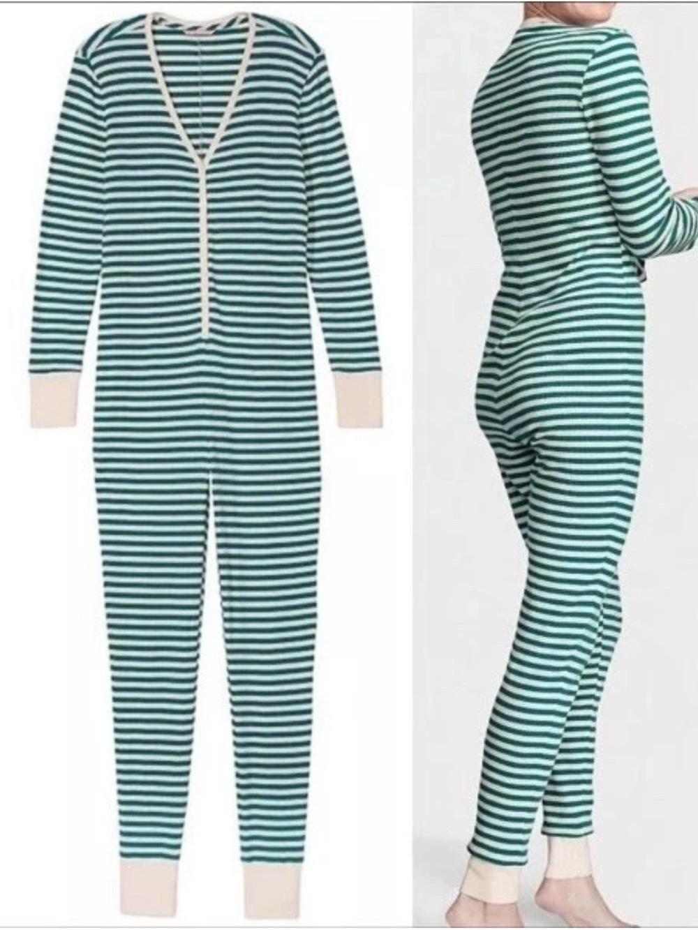 Victoria's Secret green and white striped onesie in size M